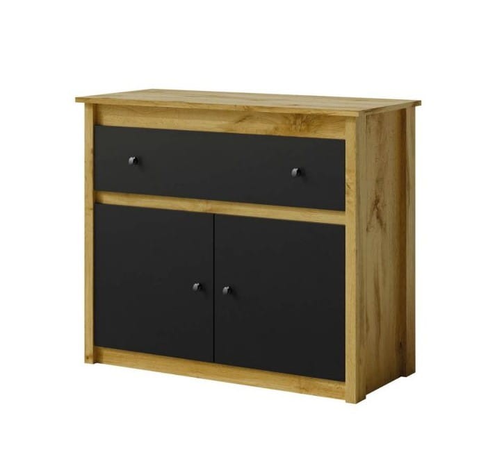 Komoda 90 LUNA LN-8 szerokość 97 cm z szufladą kolor czarny +  dąb wotan