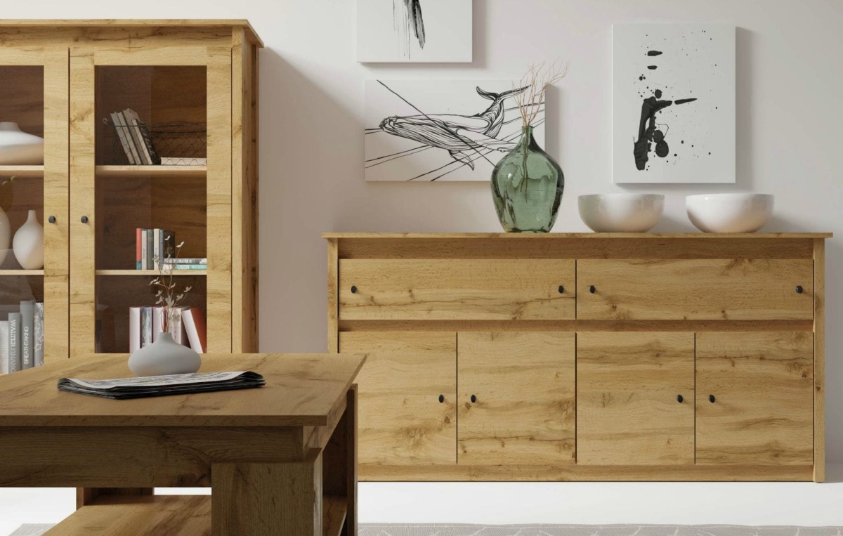 System mebli pokojowych LUNA kolor dąb wotan detale