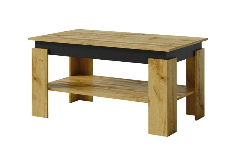 Ława LUNA LN-11 stolik kawowy 115 x 65 cm z półką kolor czarny + dąb wotan