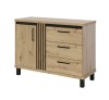 Komoda 110 NADIA ND-8 szerokość 112 cm drzwi szuflady loft kolor dąb artisan + czarny