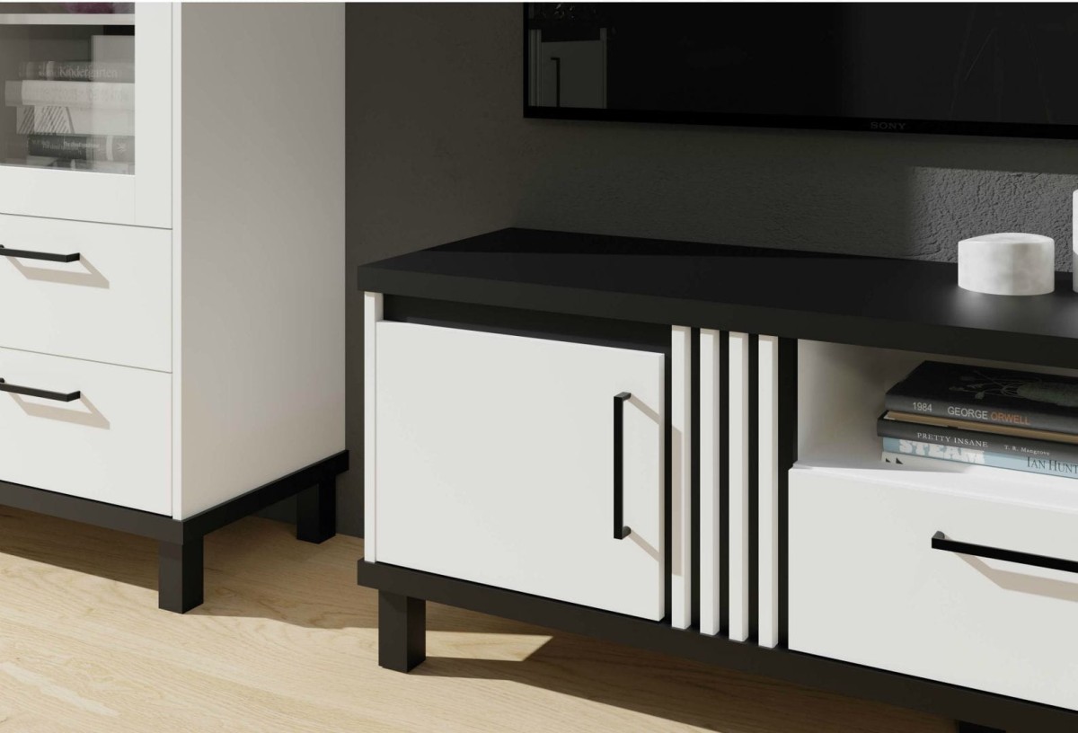 System mebli NADIA kolor biały + czarny detale