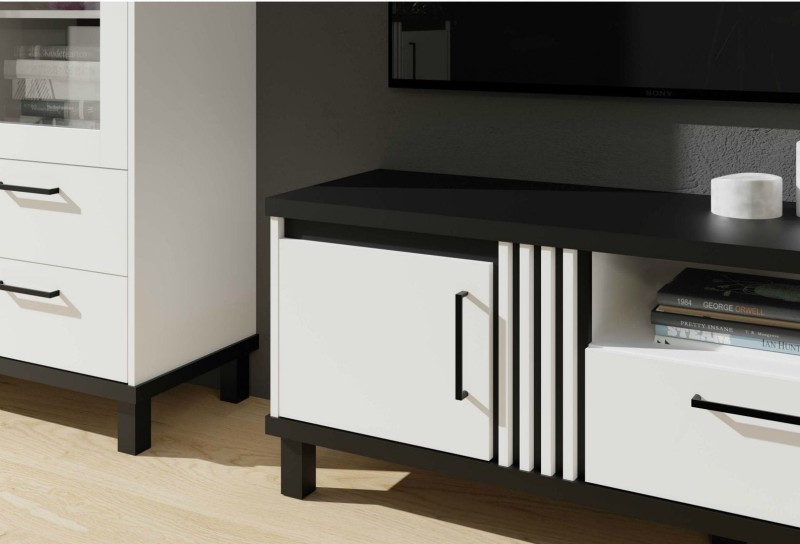 System mebli  NADIA kolorze biały + czarny detale