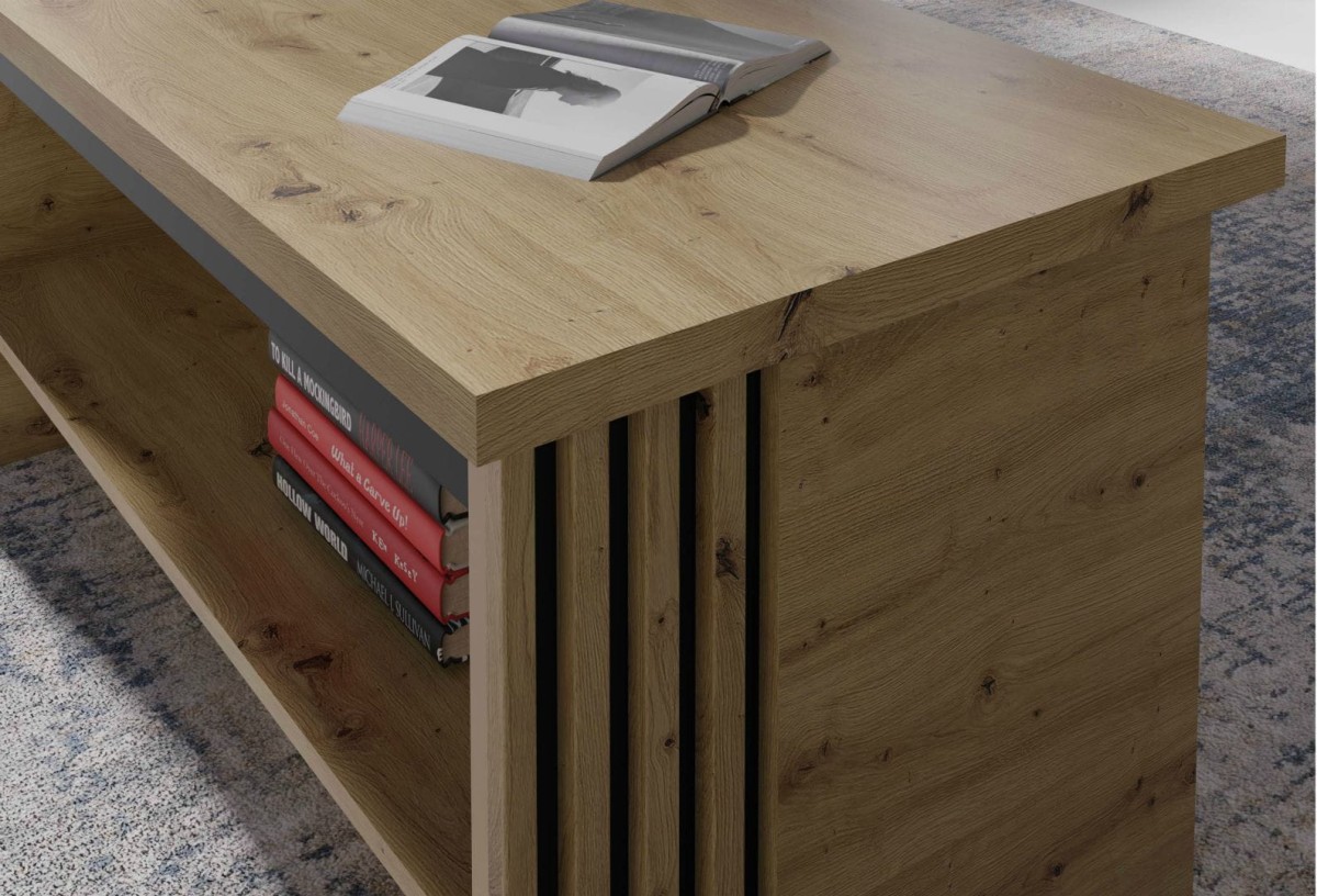 System mebli  NADIA kolorze dąb artisan + czarny detale