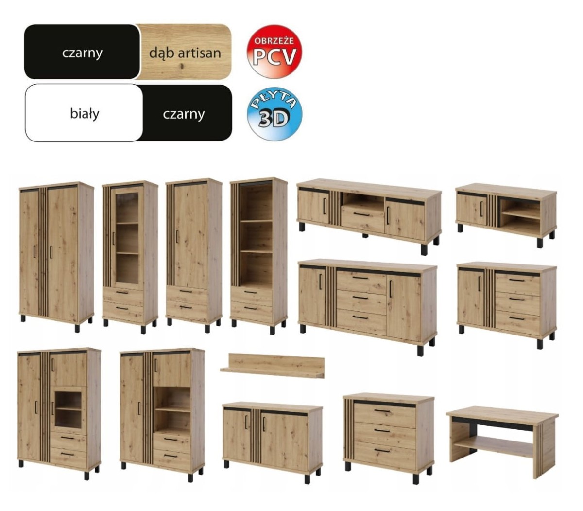 System mebli NADIA dostępne bryły i kolorystyka
