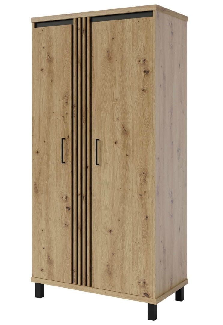 Szafa dwudrzwiowa NADIA ND-1 szerokość 97 cm industrialna loft kolor dąb artisan + czarny