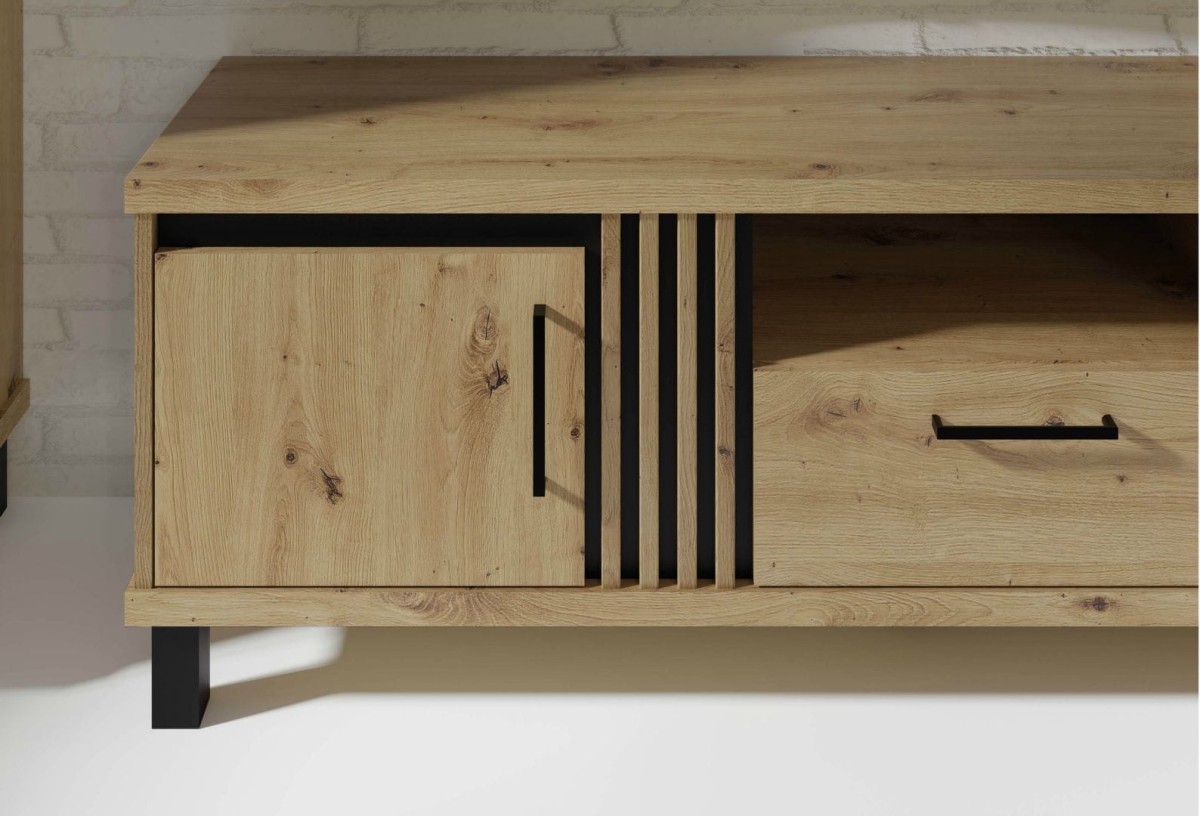 System mebli  NADIA kolorze dąb artisan + czarny detale