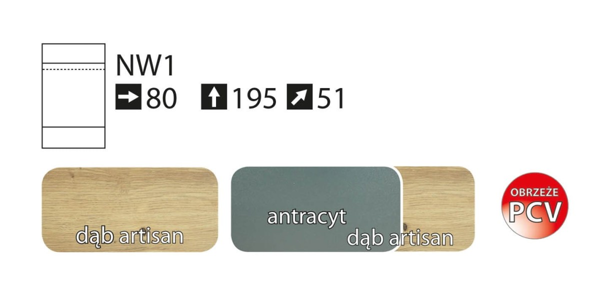 Szafa otwierana NEWADA NW-1 szerokość 80 cm na nóżkach środek, kolorystyka