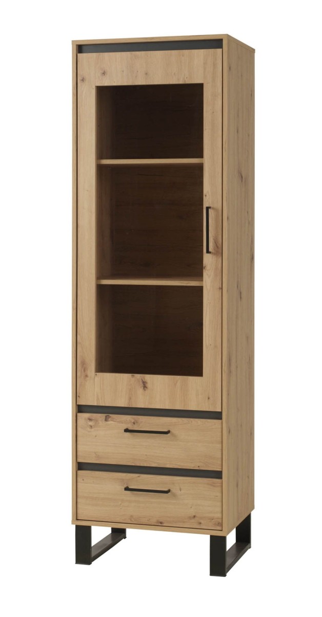 Witryna 60 NEWADA NW-3 szerokość 60 cm na nóżkach wysoka szuflady kolor dąb artisan