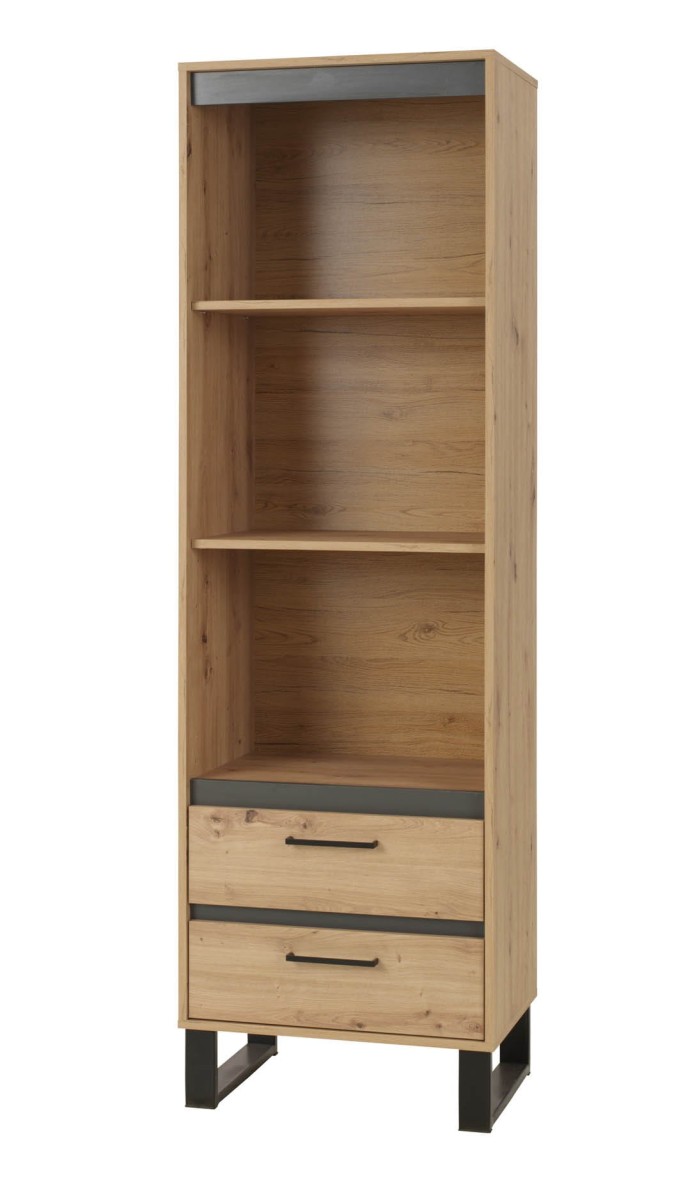 Regał 60 otwarty NEWADA NW-5 szerokość 60 cm wysoki półki szuflady kolor dąb artisan