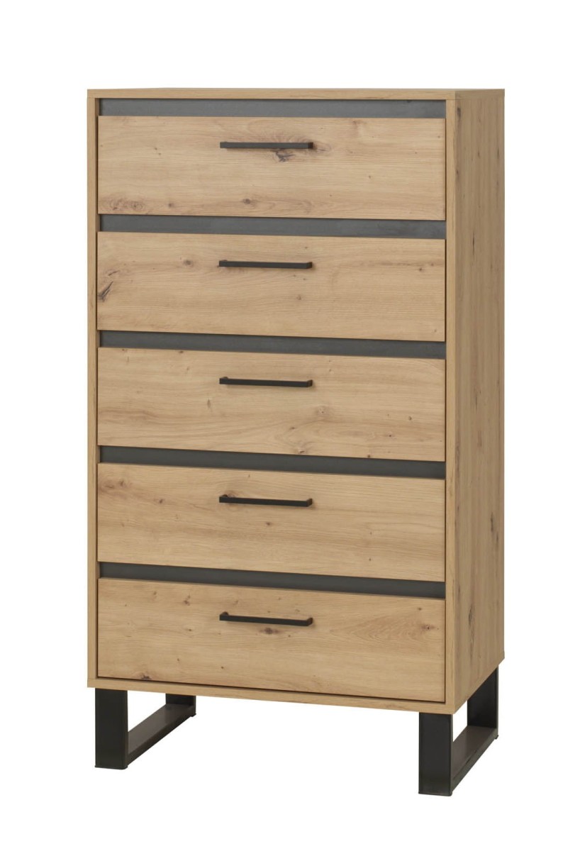 Komoda 70 NEWADA NW-12 szerokość 70 cm wysoka szuflady kolor dąb artisan
