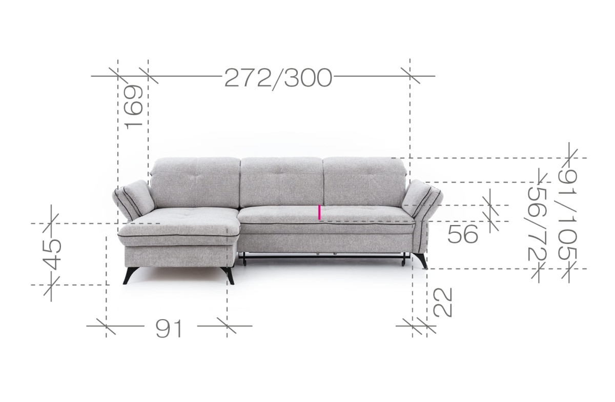 Zdjęcie Wymiarów Narożnik 2 MASIMO 272 - 300 cm