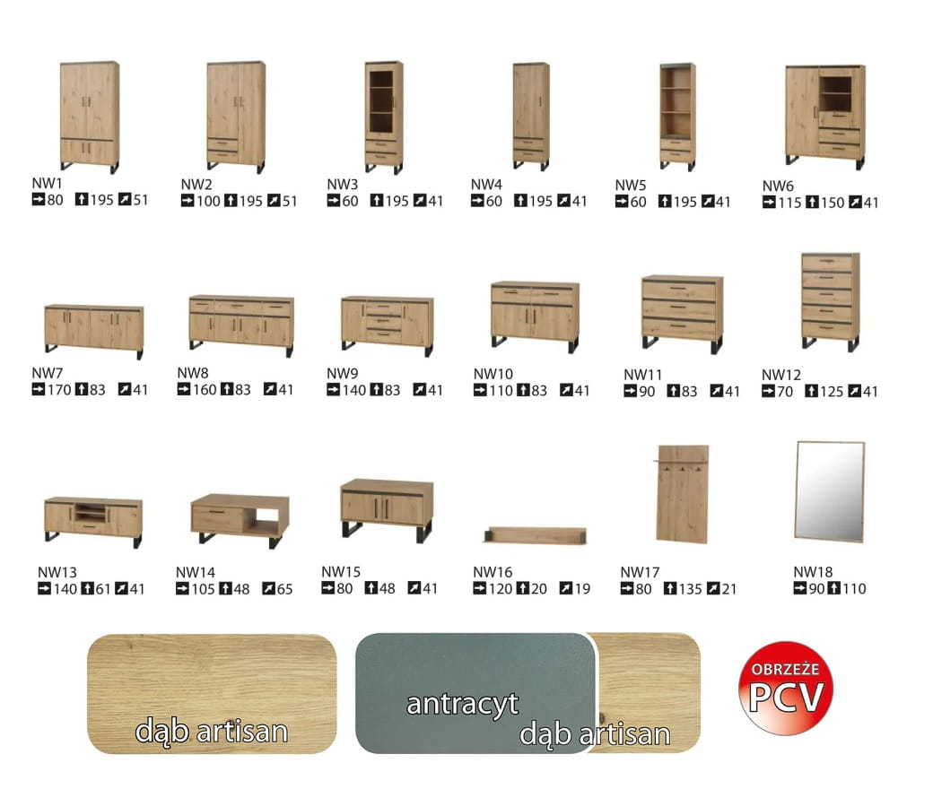 System mebli NEWADA dostępne bryły