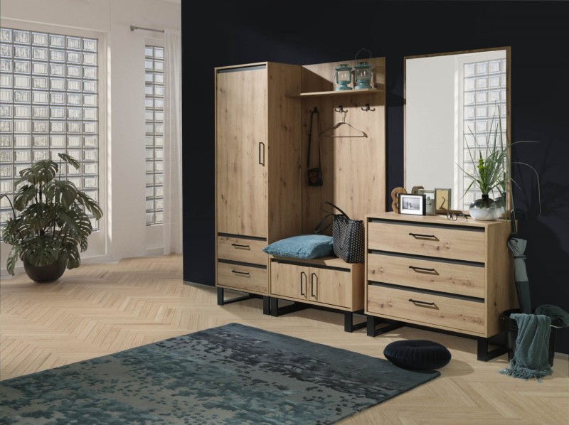 Lustro 90 x 110 NEWADA NW-18 sypialnia garderoba hol kolor dąb artisan aranżacja