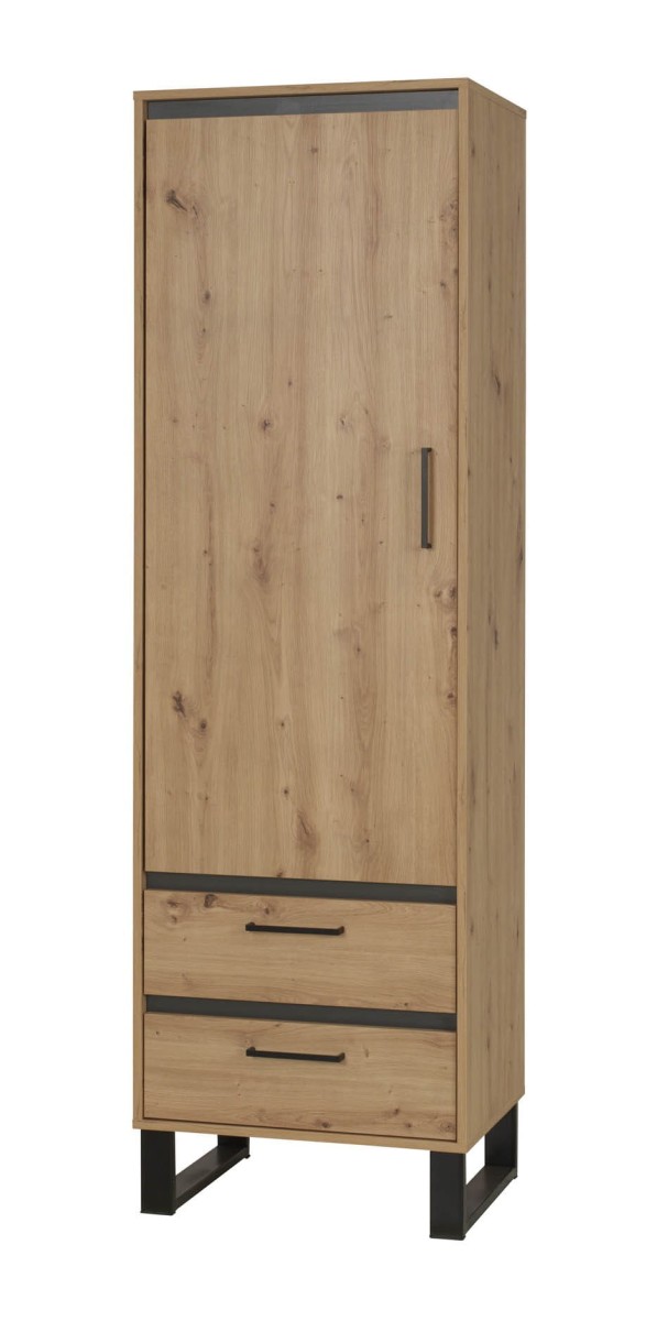 Regał 60 NEWADA NW-4 szerokość 60 cm wysoki drzwi szuflady nóżk kolor dąb artisan