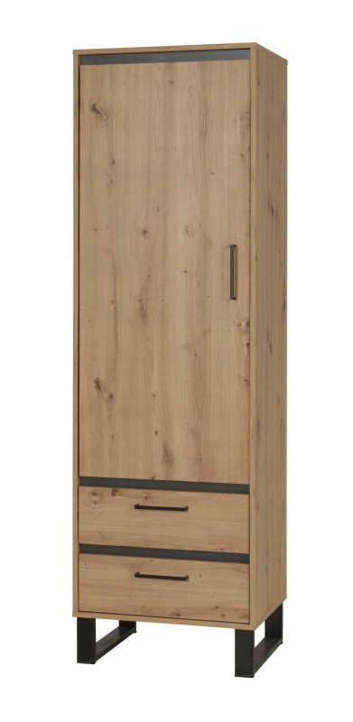 Regał 60 NEWADA NW-4 szerokość 60 cm wysoki drzwi szuflady nóżk kolor dąb artisan