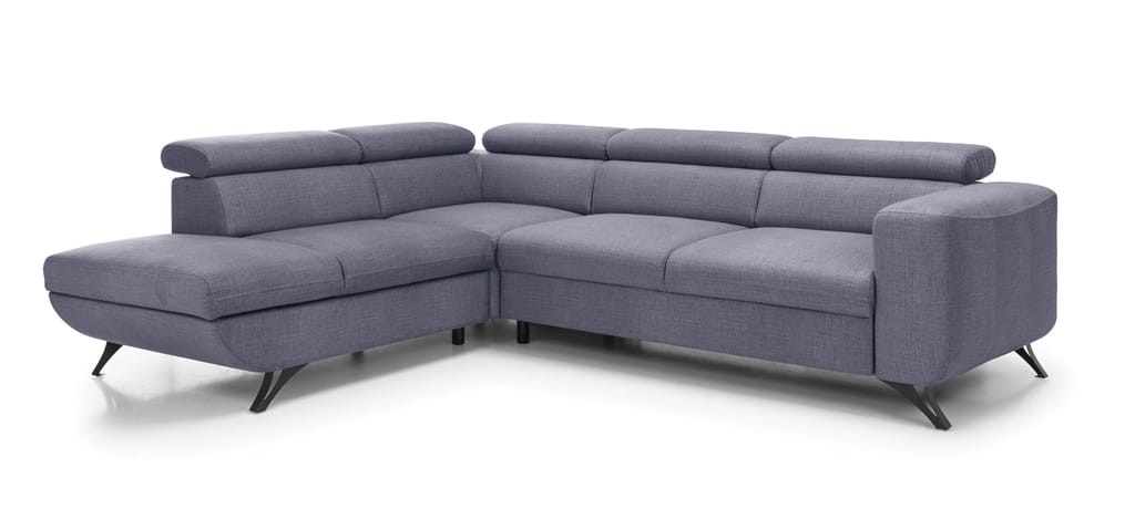 Nowoczesny Lewostronny Narożnik ARATTA 265 cm z Regulowanymi Zagłówkami