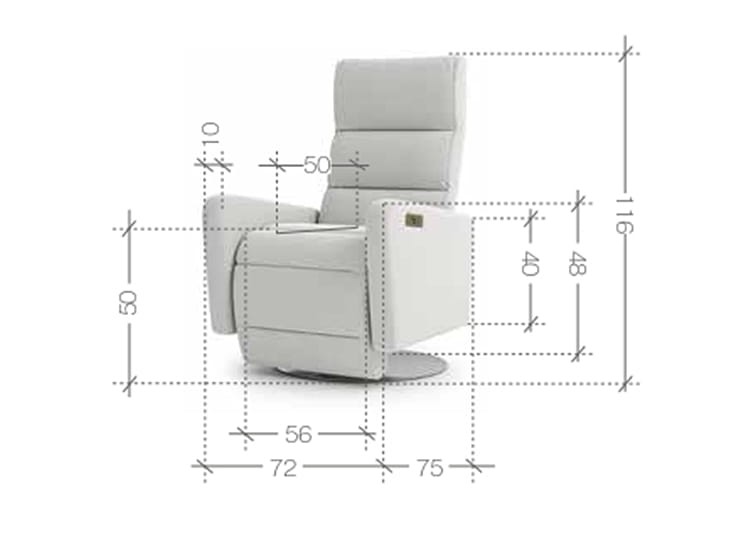 Zdjęcie Wymiarów Wypoczynkowy Fotel OSTI z Funkcją Relaks do Salonu