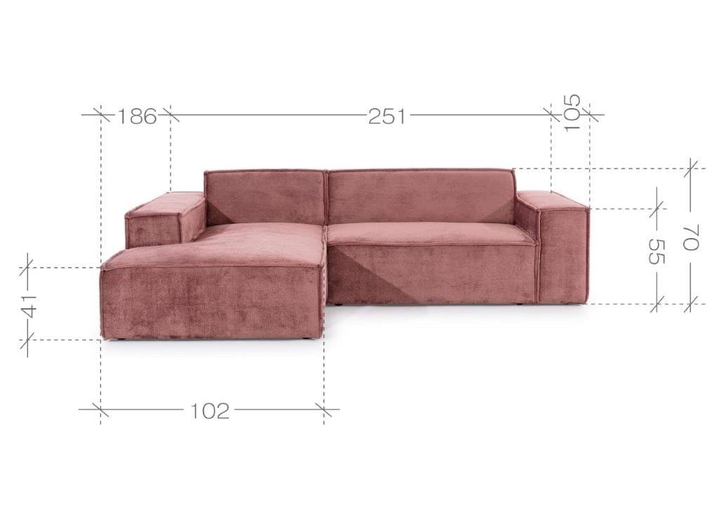 Zdjęcie Wymiarów Modułowy Narożnik FONDY 251 cm