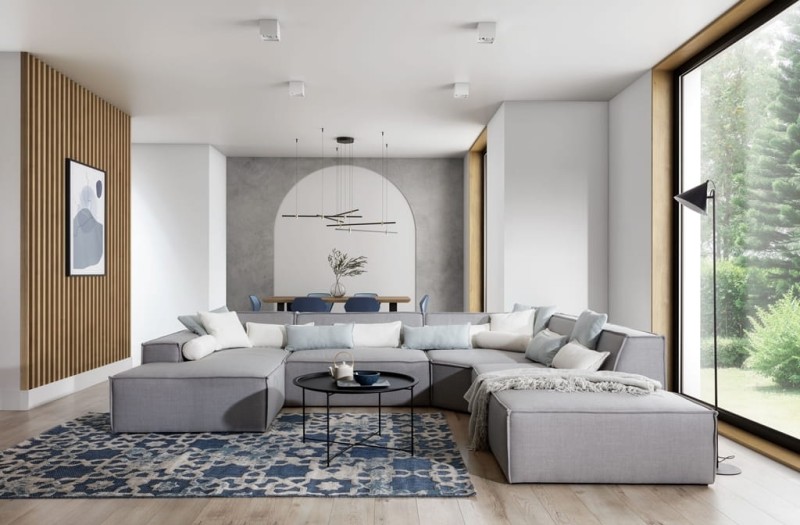 Komfortowy Narożnik XL FONDY 352 cm w Kształcie "U" Modułowy w Salonie