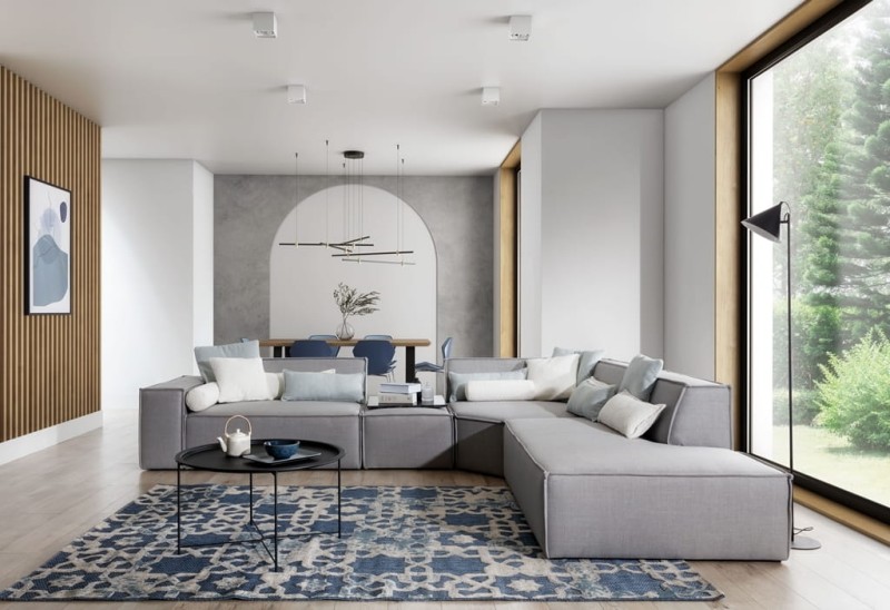 Komfortowy Narożnik FONDY 338 cm z Pufą Modułowy w Salonie