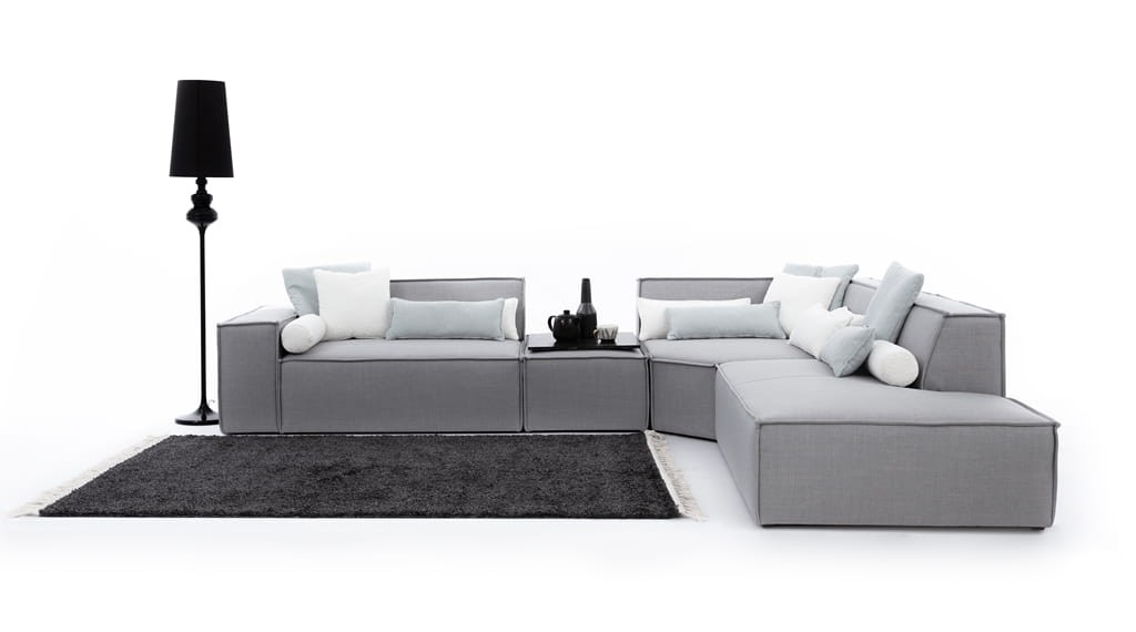 Prawostronny Modułowy Narożnik FONDY 338 cm w  Minimalistycznej Aranżacji