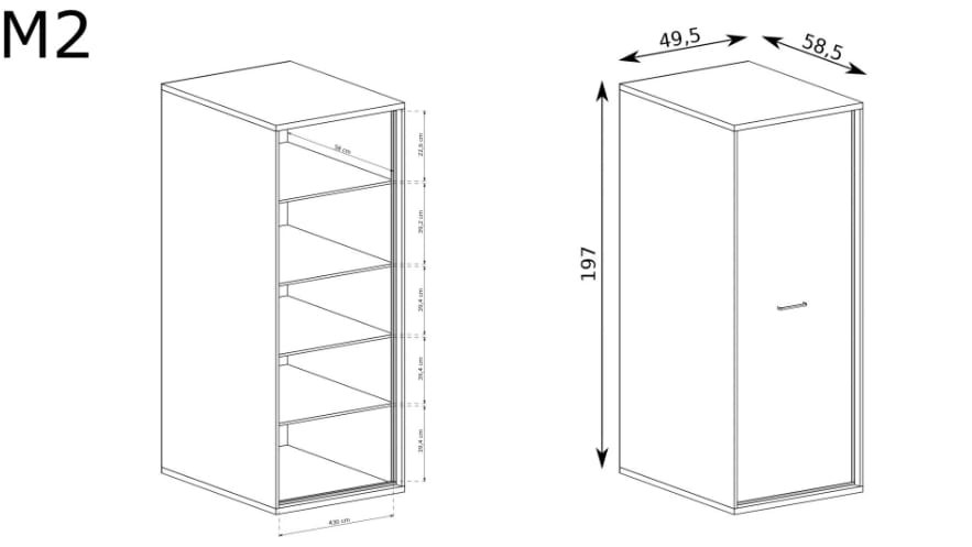 Szafa M2 szerokość 49,5 cm MEDIOLAN Hikora Do Salonu Do Pokoju Dziennego Nowoczesny Styl Funkcjonalna Wysoka Jakość 3