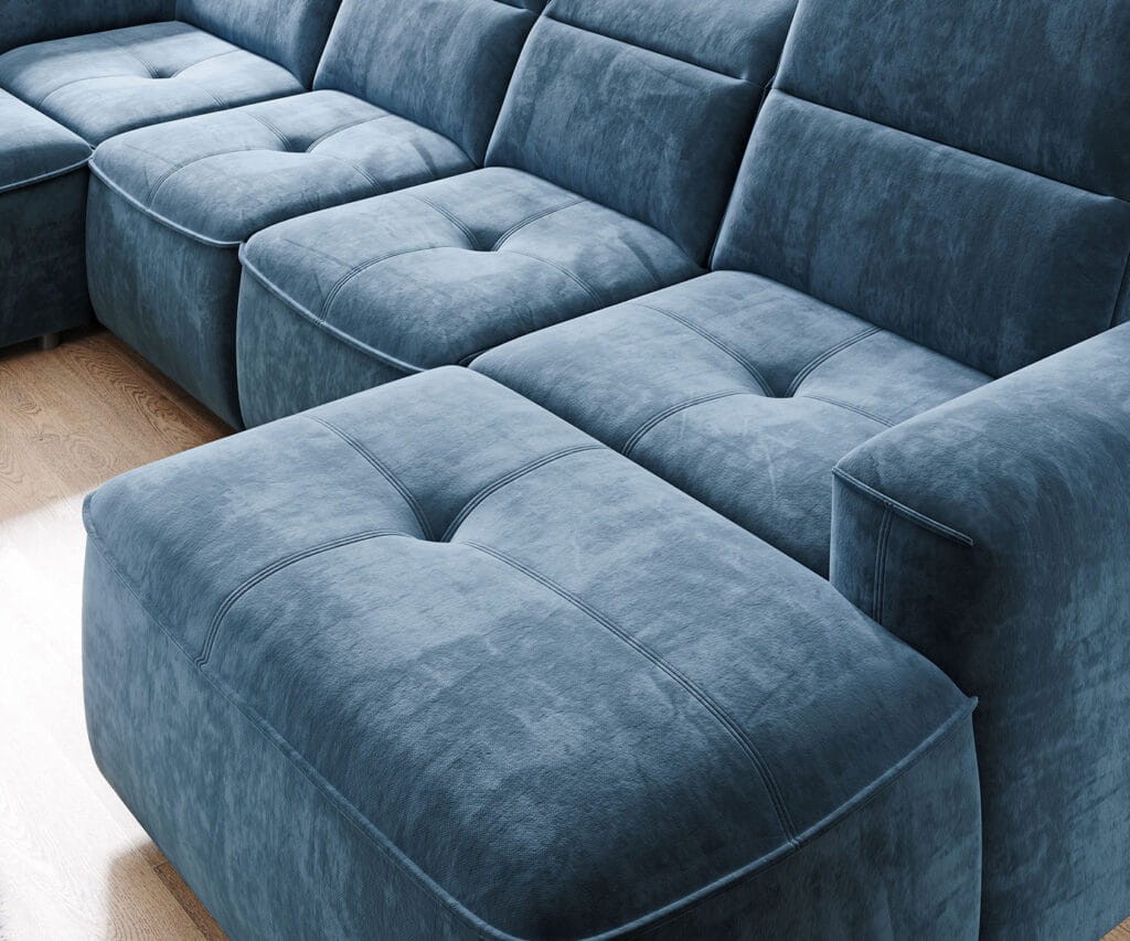 Narożnik COLOMBO XL Funkcja spania Pojemnik na pościel Nowoczesny Funkcjonalny Tkaniny do wyboru