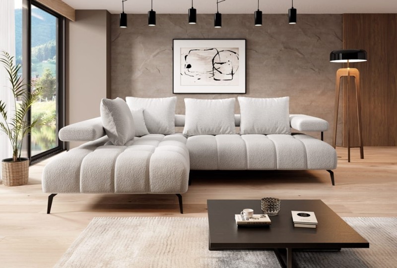 Narożnik MAGNETIC L Funkcja spania Regulowane siedzisko Nowoczesny Funkcjonalny Tkaniny do wyboru Prawy