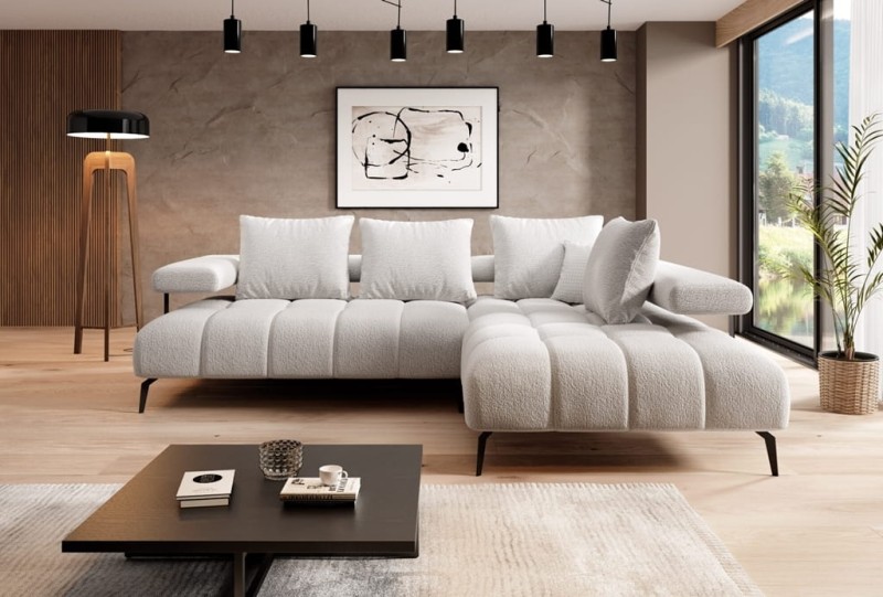 Narożnik MAGNETIC L Funkcja spania Regulowane siedzisko Nowoczesny Funkcjonalny Tkaniny do wyboru Lewy