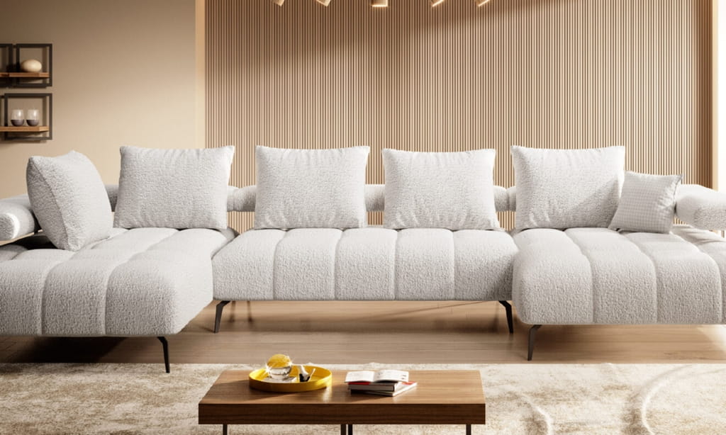 Narożnik MAGNETIC XL Funkcja spania Regulowane siedzisko Nowoczesny Funkcjonalny Tkaniny do wyboru