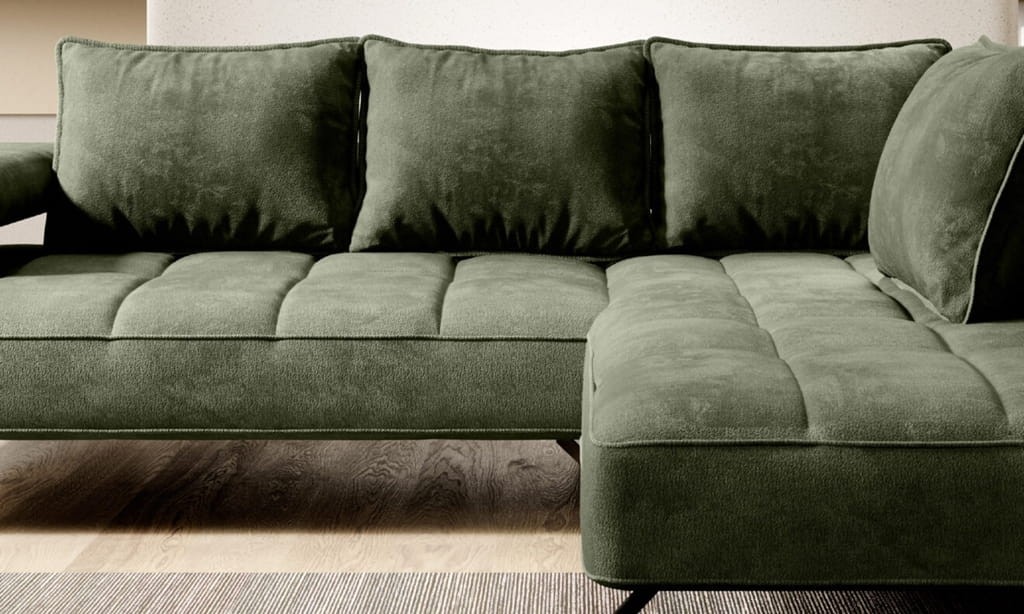 Narożnik MONTELLA L Funkcja spania Regulowane siedzisko Nowoczesny Funkcjonalny Tkaniny do wyboru