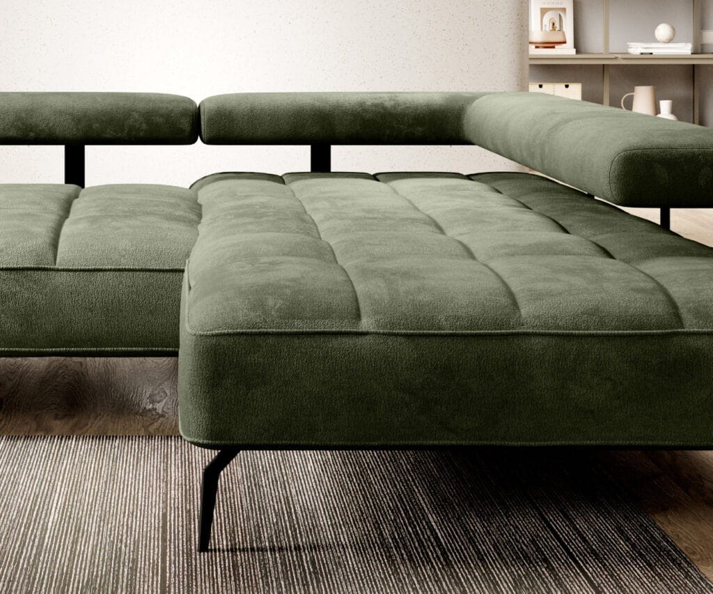 Narożnik MONTELLA L Funkcja spania Regulowane siedzisko Nowoczesny Funkcjonalny Tkaniny do wyboru