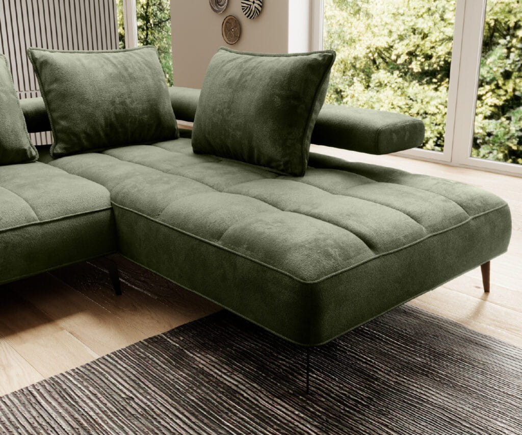 Narożnik MONTELLA XL Funkcja spania Regulowane siedzisko Nowoczesny Funkcjonalny Tkaniny do wyboru