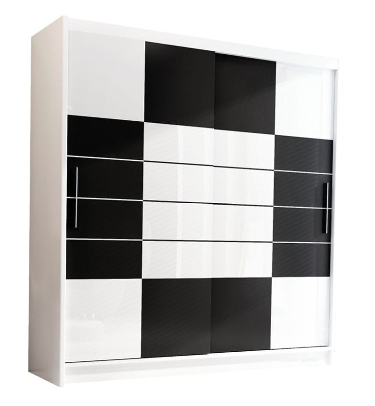 Szafa przesuwna ARUBA 203 drążek półki biały / czarny