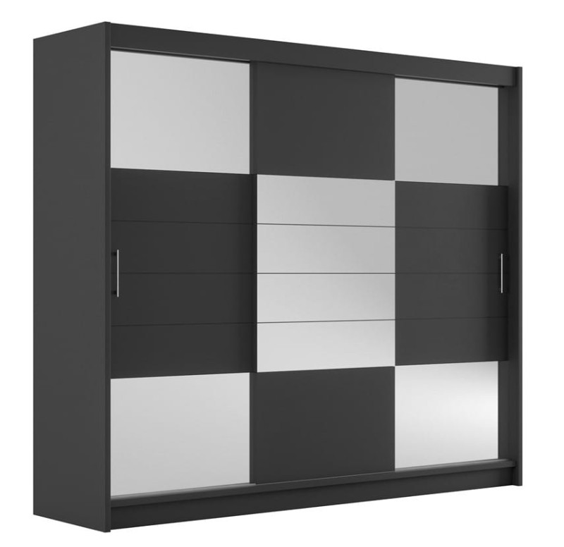 Szafa przesuwna ARUBA II 250 drążek półki szuflady grafitowa