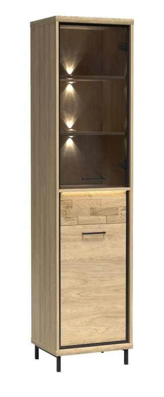 Witryna M4 szerokość 49,2 cm MEDIOLAN Hikora Do Salonu Do Pokoju Dziennego Nowoczesny Styl Funkcjonalna Wysoka Jakość Półki led Nogi