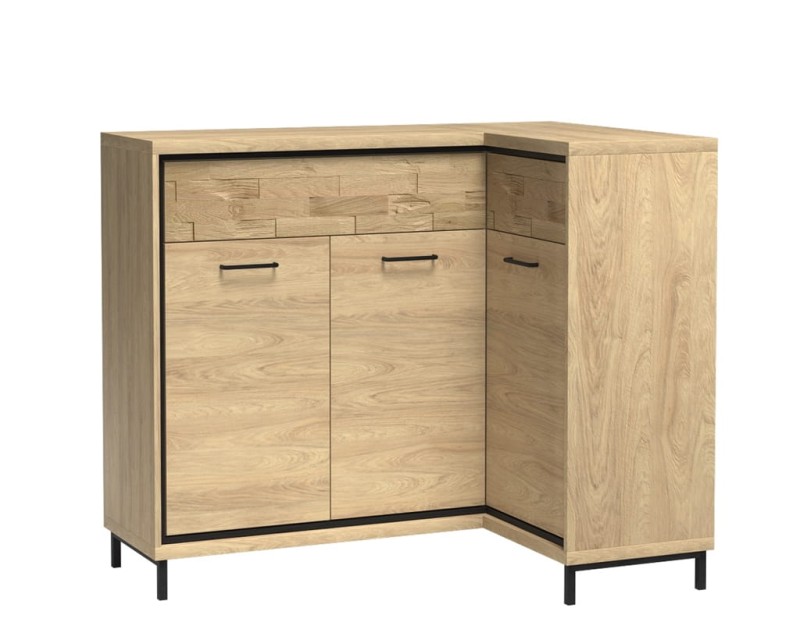 Komoda narożna M15 szerokość 127,5 cm MEDIOLAN Hikora Do Pokoju Dziennego Nowoczesny Styl Funkcjonalna Wysoka Jakość
Nogi