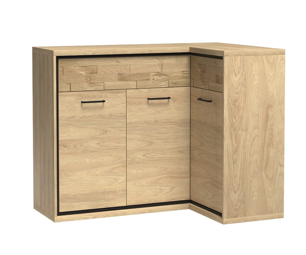 Komoda narożna M15 szerokość 127,5 cm MEDIOLAN Hikora Do Pokoju Dziennego Nowoczesny Styl Funkcjonalna Wysoka Jakość Deska drewniana