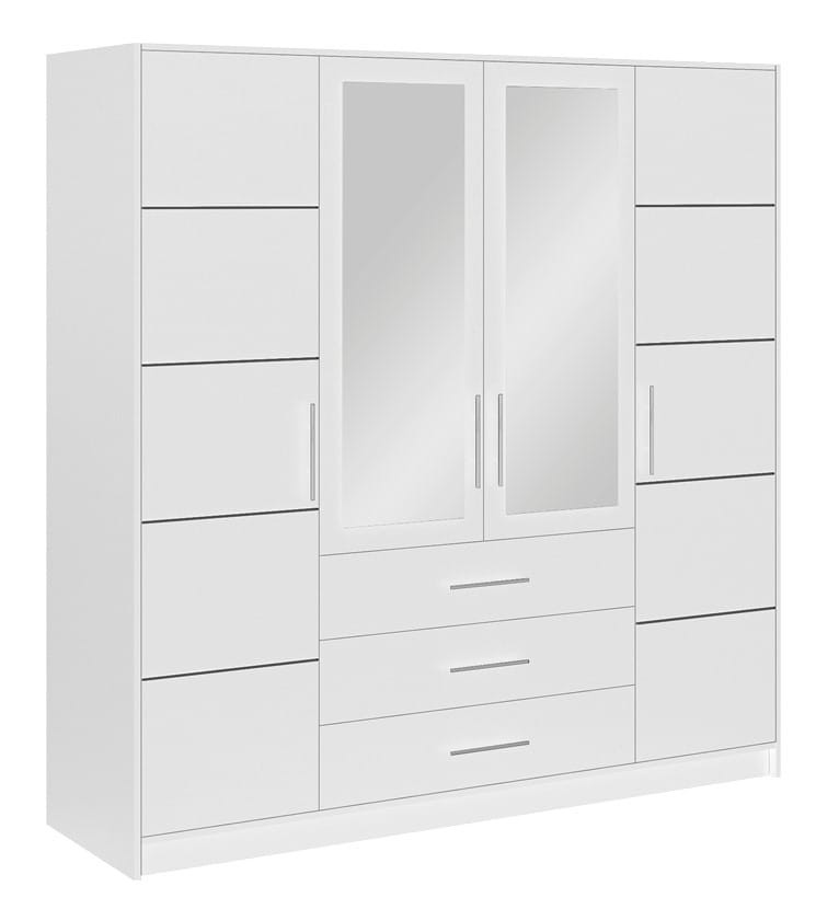 Szafa otwierana BALI D4 szerokość 196 cm lustro szuflady biała