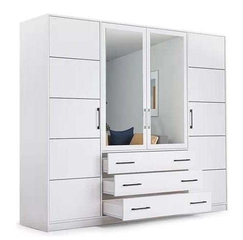 Szafa otwierana BALI D4 240 lustro szuflady półki wysokość 200 cm biała