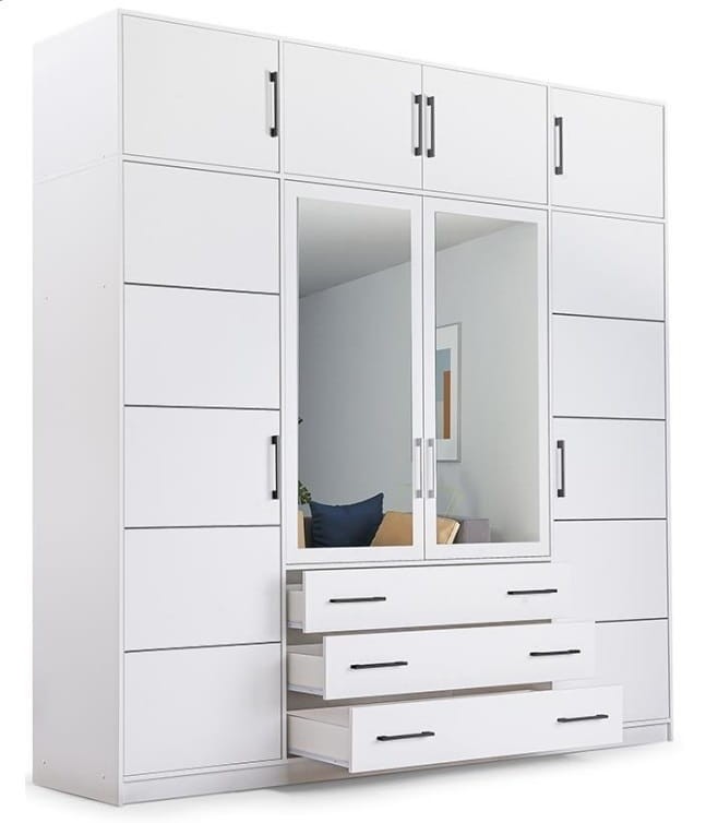 Szafa otwierana BALI D4 240 z nadstawką szuflady półki wysokość 245 cm biała