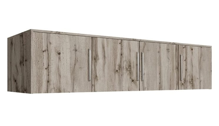 Nadstawka do szafy BALI D4 szerokość 196 cm czterodrzwiowa uchwyt srebrny dąb wellington