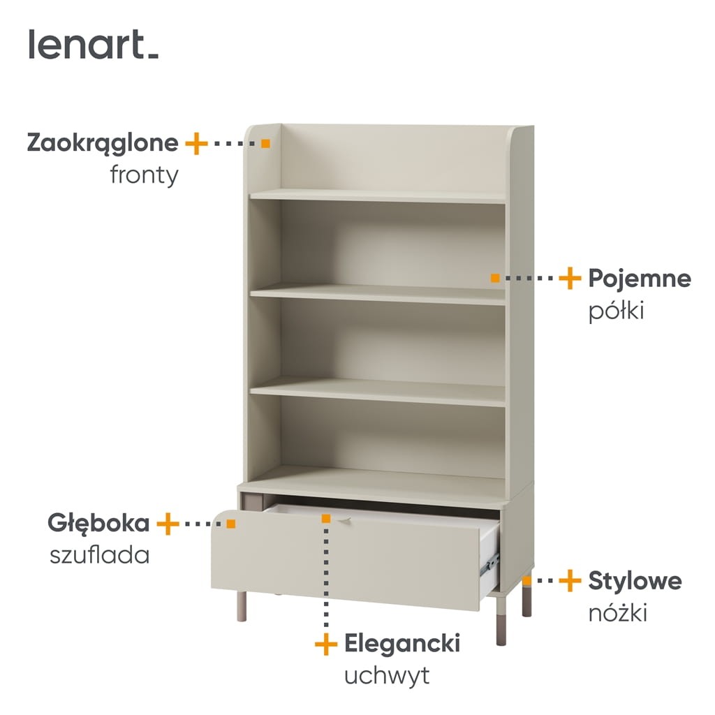 Regał HARMONY szerokość 89 cm kaszmir/truflowy Tradycyjny Dla nastolatek Do pokoju młodzieżowego