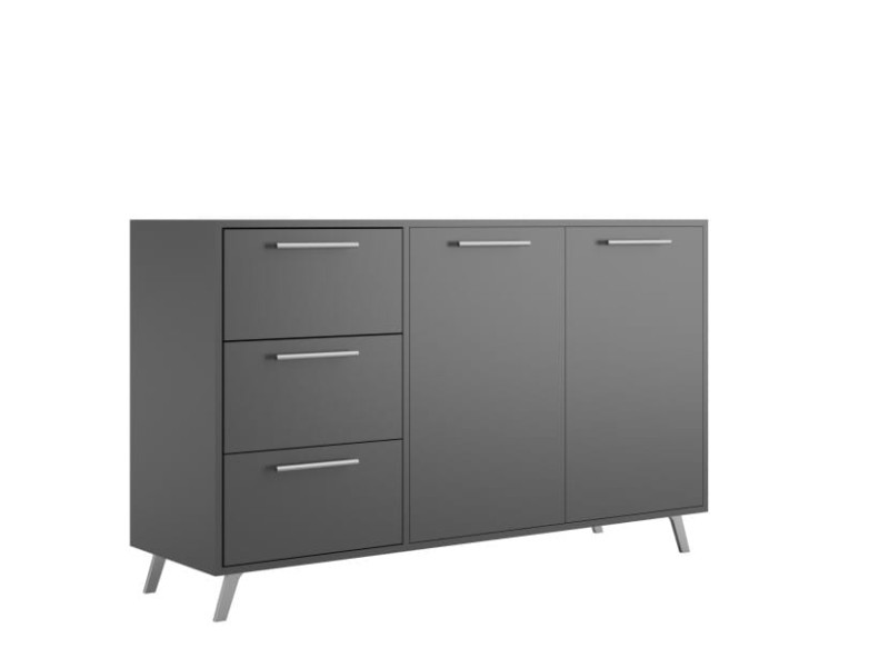 Komoda BALI dwudrzwiowa z szufladami szerokość 140 cm grafitowa