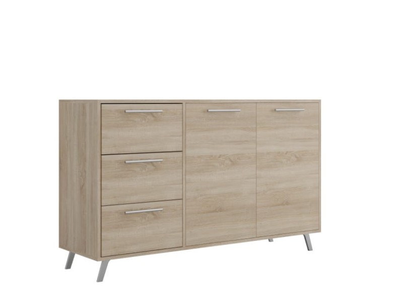 Komoda BALI dwudrzwiowa z szufladami szerokość 140 cm dąb sonoma