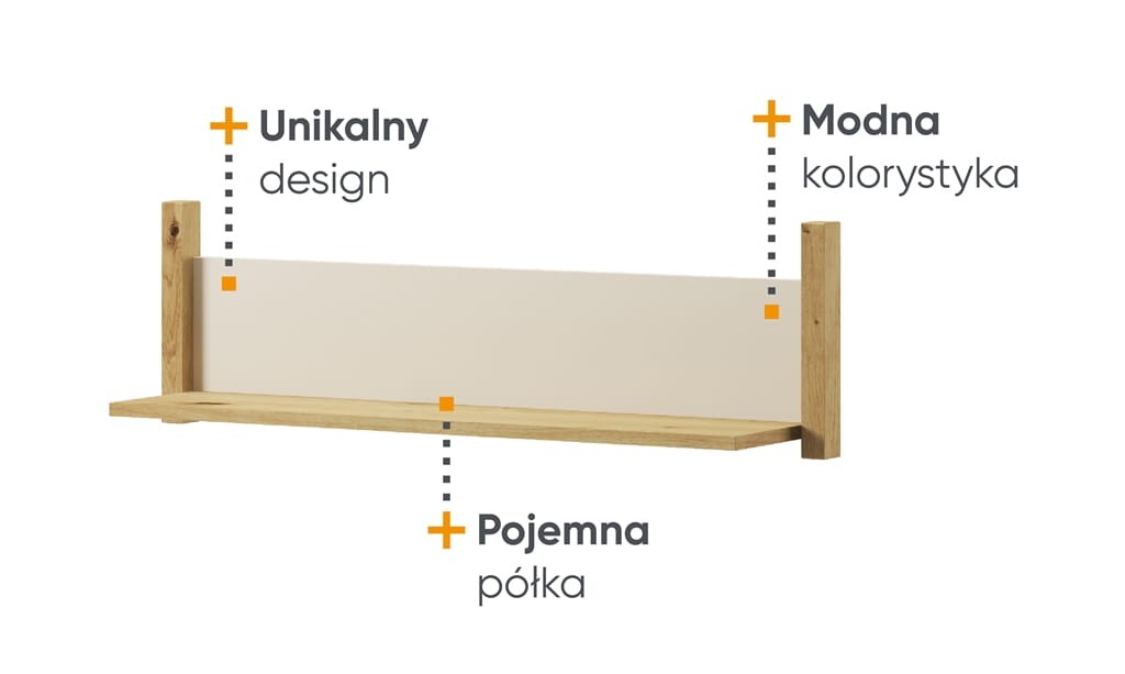 Półka wisząca HARMONY szerokość 101 cm kaszmir/truflowy