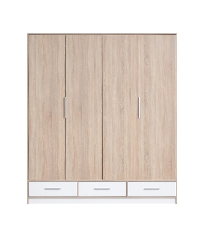 Szafa ISKO bez lustra szerokość 204 cm dąb sonoma / biały lux Tradycyjna Do salonu Do Sypialni Garderoby