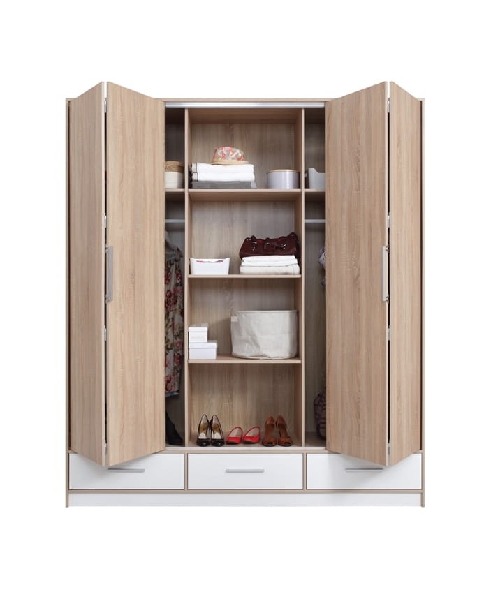 Szafa ISKO bez lustra szerokość 204 cm dąb sonoma / biały lux Tradycyjna Do salonu Do Sypialni Garderoby