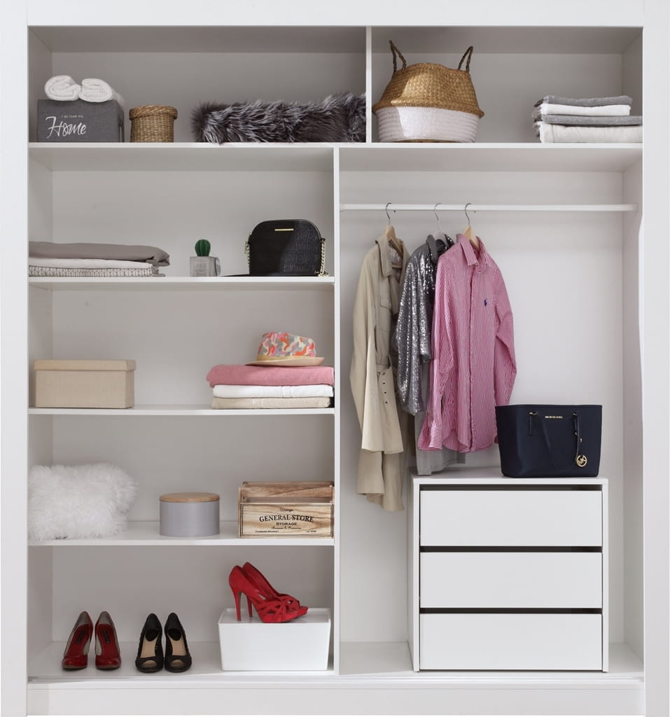 Szafa DUCA II szerokość 200 cm biały Nowoczesny Styl Do Salonu Do Sypialni z dodatkowym kontenerkiem