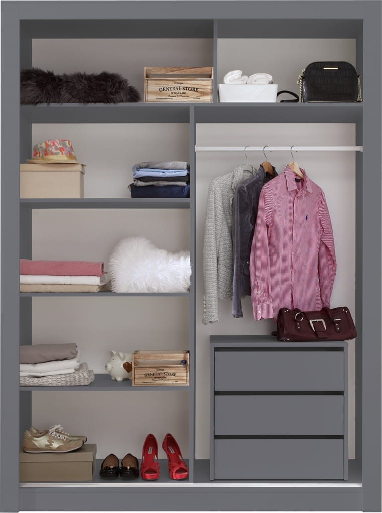 Szafa DUCA III szerokość 160 cm antracyt Nowoczesny Styl Do Salonu Do Sypialni Wnętrze z kontenerkiem w opcji dodatkowej